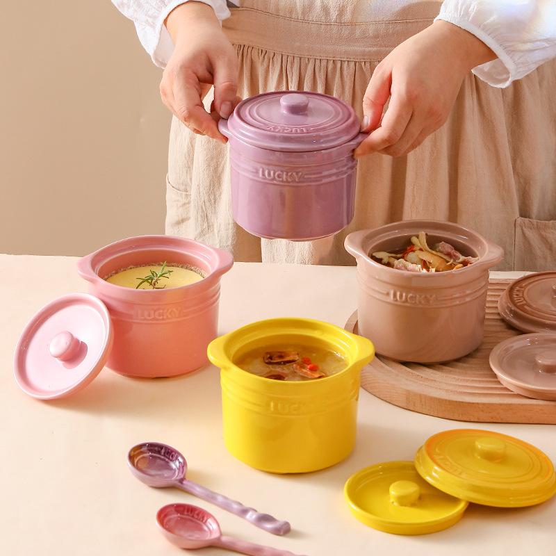 Kitchen Appliances For Cooking - Miska ceramiczna z podwójną pokrywką, miska