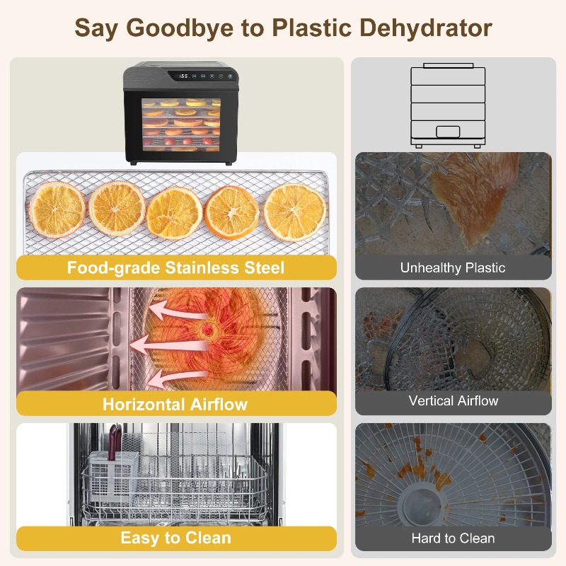 8-półkowy piekarnik ze stali n – Dehydrator Tray Electric recenzja i cena